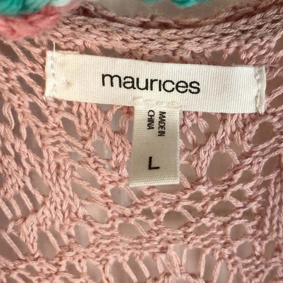Maurices dusty pink crochet cardigan. About 3/4 sleeve. Size large. - Picture 2 of 3